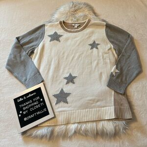 Coldwater Creek Gray, Cream, & Tan Star Sweater | Women’s XL